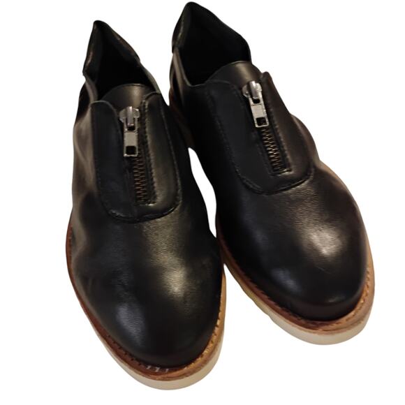 VAN ELi Black Leather Zip Up Loafers Women's Size 7w - Picture 3 of 11